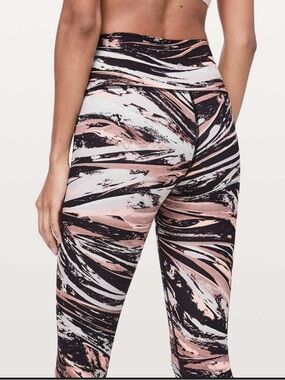 Lululemon Athletic High-Waist Marble Print Leggings  Size 6 - Pink/Black
